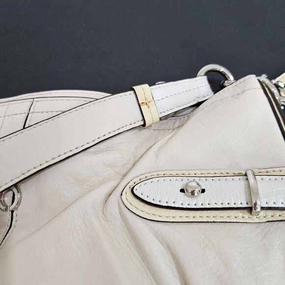 Coach Colette Signature Hobo Bag Leather Cream Shoulder Strap Casual Work Travel - Picture 9 of 16